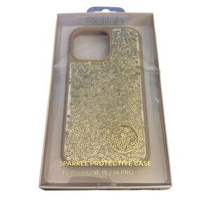 Delilah Sparkle Protective Protection iPhone 15/14 Pro Max Case Gold Metallic